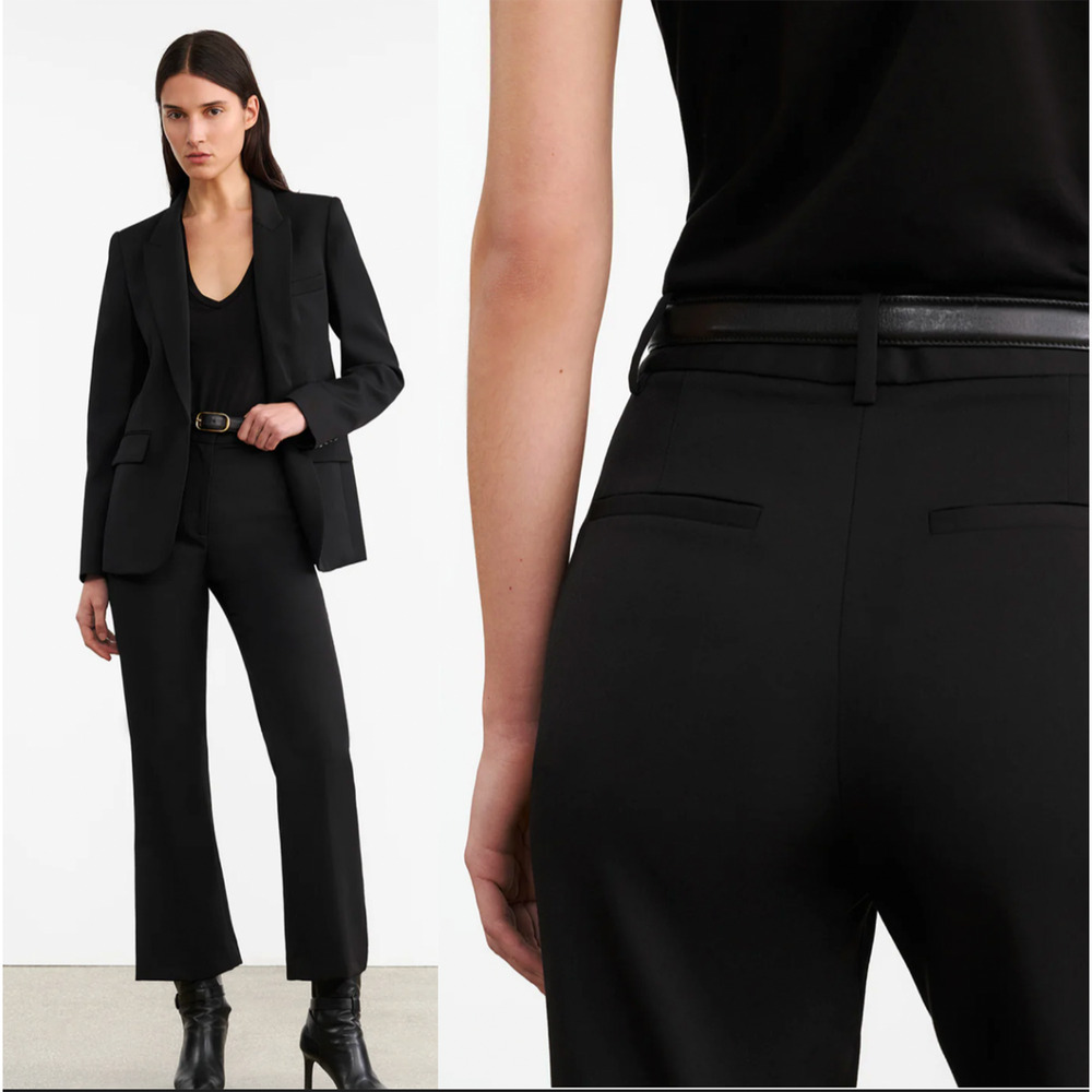 Nili Lotan 4 Corette Virgin Wool High Rise Pants $650 Straight Leg Cropped NWT